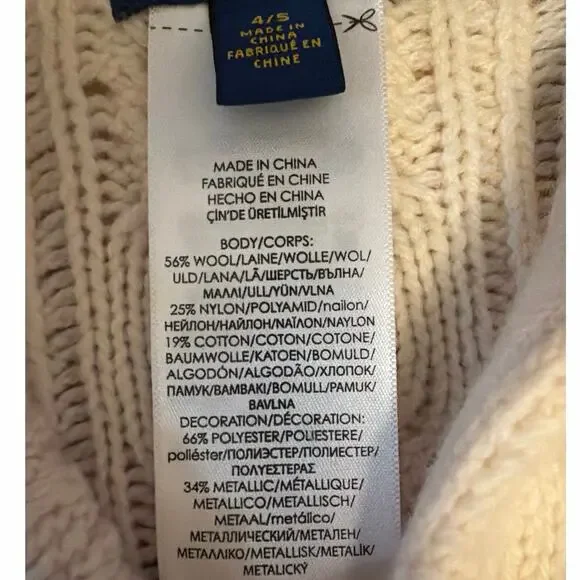 Polo Ralph lauren girls' cable-knit cape sz 4/5 - Picture 7 of 7